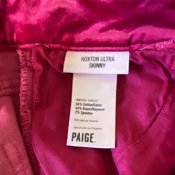 PAIGE HOXTON ULTRA SKINNY Velvet Jean Pants Size 27 Stretch Pink Muted Mauve - Picture 12 of 14